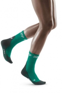 CEP Green/Black Winter Running Short Compression Socks for Women