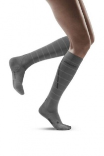 CEP Grey Reflective Running Compression Socks for Women