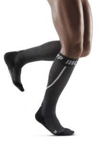 CEP Grey/Black Winter Running Compression Socks for Men