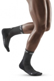 CEP Grey/Black Winter Running Short Compression Socks for Men