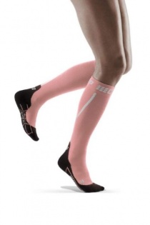 CEP Pink/Black Winter Running Compression Socks for Women