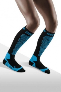 CEP Ski Merino Black/Blue Compression Socks for Women