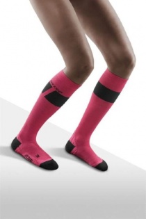 CEP Ski Ultralight Pink/Dark Grey Compression Socks for Women