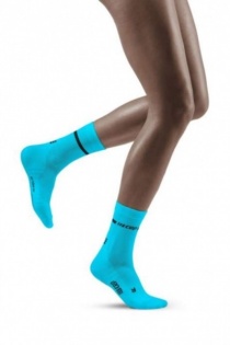 CEP Women's Blue Neon Mid-Cut Compression Socks for Running