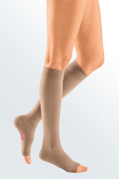 Medi Mediven Plus Class 2 Beige Below Knee Extra Wide Compression Stockings with Open Toe