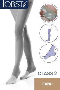 JOBST Classic Unisex RAL Class 2 Sand Thigh-High Compression Stockings with Dotted Silicone Band and Open Toe