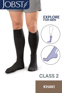 Jobst for Men Explore Class 2 Khaki Below Knee Compression Stockings