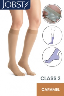Jobst Opaque Class 2 Caramel Knee High Compression Stockings with Dotted Silicone Band