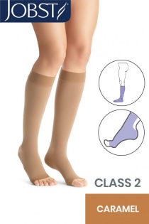 Jobst Opaque Class 2 Caramel Knee High Compression Stockings with Open Toe