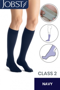 JOBST Opaque Class 2 Navy Knee-High Compression Stockings with Dotted Silicone Band