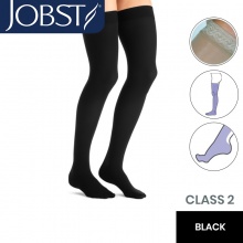 JOBST Opaque Class 2 Black Thigh-High Compression Stockings with Lace Silicone Band