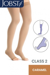Jobst Opaque Class 2 Caramel Thigh High Compression Stockings with Open Toe