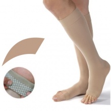 JOBST Opaque RAL Class 1 (18 -  21mmHg) Sand Knee High Sand Compression Stockings with Dotted Silicon Band and Open Toe - Money Off!