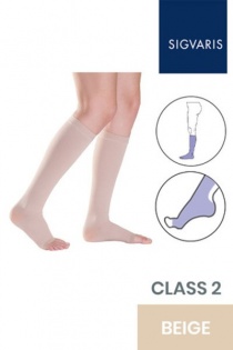 Sigvaris Traditional Unisex Class 2 Knee High Beige Compression Stockings with Open Toe