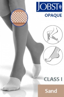 JOBST Opaque Class 1 Knee-High Sand Compression Stockings with Dotted Silicone Band and Open Toe