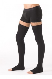 Sigvaris Essential Microfibre Thigh-High Class 2 Black Compression Stockings (Open Toe)