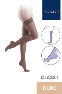 Sigvaris Essential Semitransparent Class 1 Thigh Dune Compression Stockings