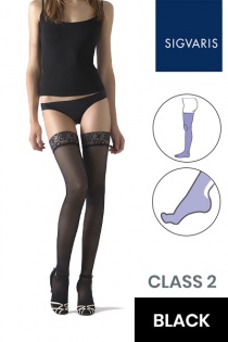 Sigvaris Essential Semitransparent Class 2 Thigh Black Compression Stockings