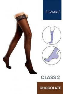 Sigvaris Essential Semitransparent Class 2 Thigh Chocolate Compression Stockings