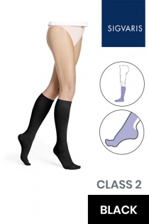Sigvaris Style Opaque Class 2 Knee High Black Compression Stockings