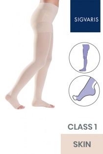 Sigvaris Style Semitransparent Class 1 Skin Compression Tights with Open Toe