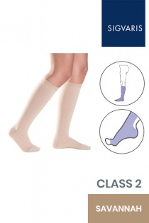 Sigvaris Style Semitransparent Class 2 Knee High Savannah Compression Stockings with Open Toe