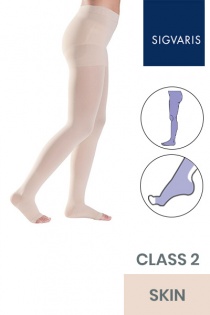 Sigvaris Style Semitransparent Class 2 Skin Compression Tights with Open Toe